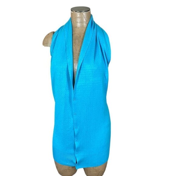Papillon 3 in 1 bamboo knit scarf wrap cardigan button-up turquoise 254i - Picture 4 of 11